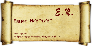 Egyed Máté névjegykártya